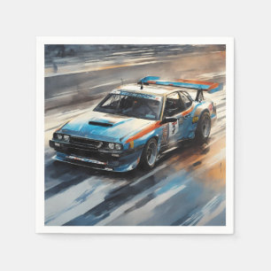 Servilleta De Papel Coche de Carreras azul deportivo