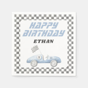 Servilleta De Papel Coche de Carreras Azul Rápido Cumpleaños UNO Niño