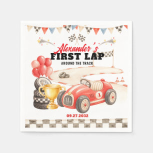 Servilleta De Papel Coche de Carreras Retro Primera Vuelta a la Pista