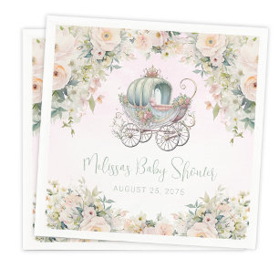 Servilleta De Papel Coche de Hadas Princesa Acuarela Floral