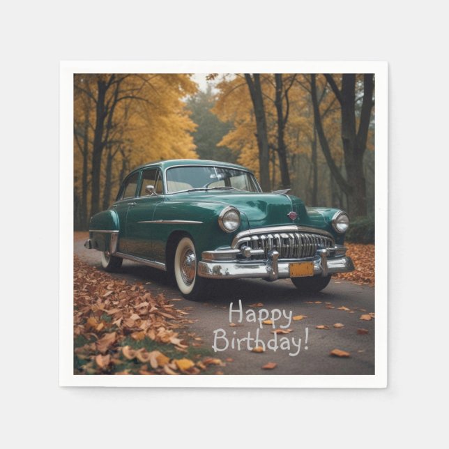 Servilleta De Papel Coche verde antiguo (Anverso)