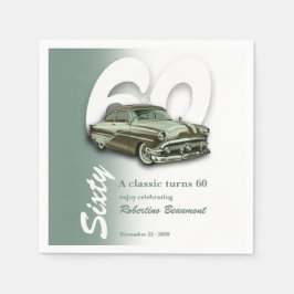 Servilleta De Papel Coche Verde Clásico Cumple 60 Años