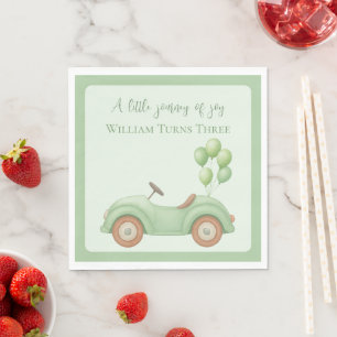 Servilleta De Papel Coche verde Pastel y globo - Napkin de papel