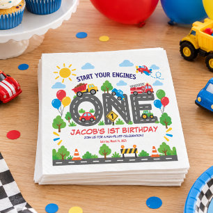 Servilleta De Papel Coches de Transporte Lindos Cumpleaños niño 1