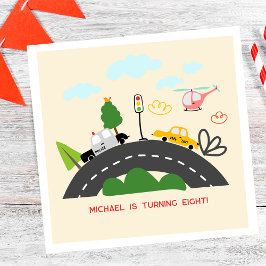 Servilleta De Papel Coches y vehículos en el cumpleaños del chico de l