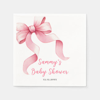 Servilleta De Papel Cochinito lazo rosa Baby Shower