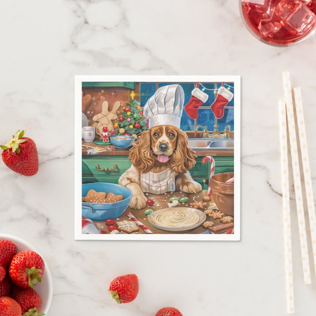 Servilleta De Papel Cocinado Navideño del Cocker Spaniel Inglés: Navid (In situ)