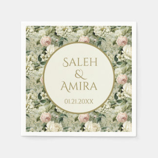 Servilleta De Papel Cocinas azucareras Bodas florales blancas y verdes