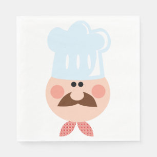 Servilleta De Papel Cocinero italiano con bigote y sombrero