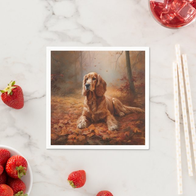 Servilleta De Papel Cocker Spaniel en otoño inspira caída de hojas (In situ)