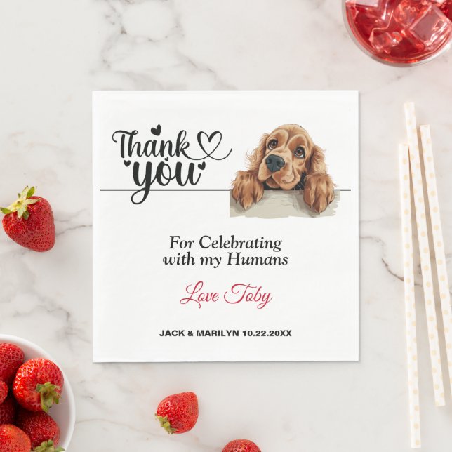 Servilleta De Papel Cocker Spaniel Inglés Agradecimiento de Boda (In situ)