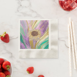 Servilleta De Papel Cocktail acuñado con papel de girasol de arte metá