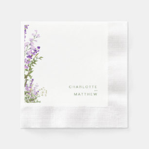 Servilleta De Papel Cocktail Boda Lavender de vegetación simple