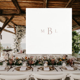 Servilleta De Papel Cocktail de Boda Elegante Blanco Monograma de Oro 