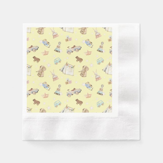 Servilleta De Papel Cocktail de monedas de juguetes amarillos Baby Sho (Anverso)