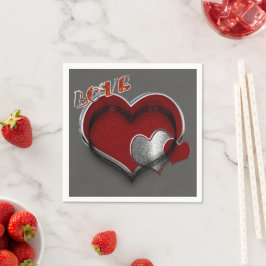 Servilleta De Papel Cocktail estándar de Napkin Heart Magic Charcoal