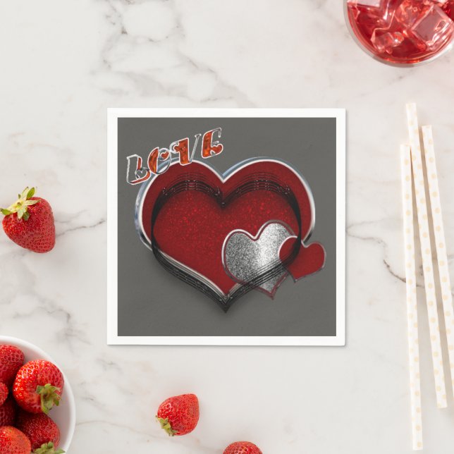 Servilleta De Papel Cocktail estándar de Napkin Heart Magic Charcoal (In situ)