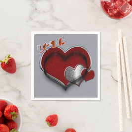 Servilleta De Papel Cocktail estándar Heart Magic Silver Gray Napkin