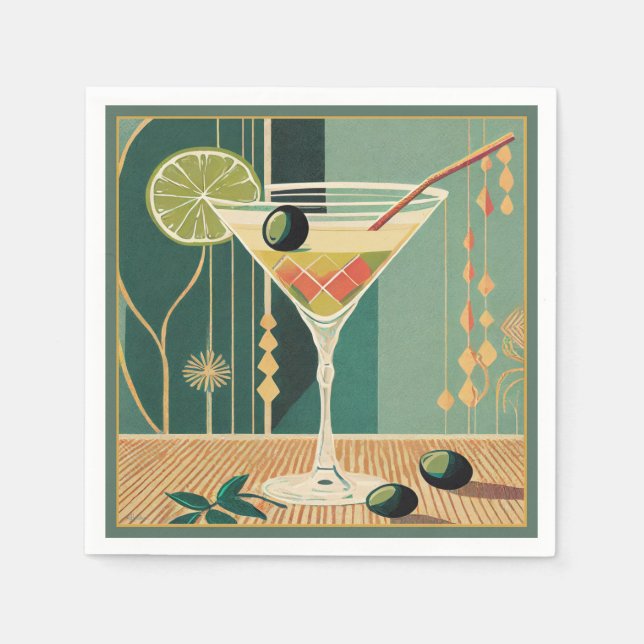 Servilleta De Papel Cocktail Hour Martini Mid Century Design (Anverso)