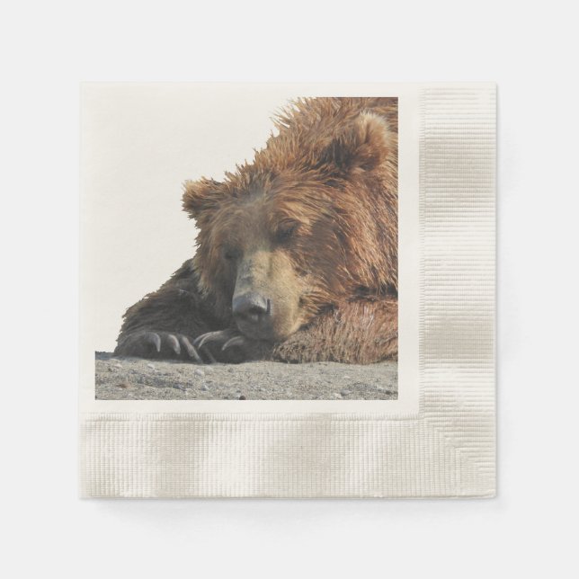 Servilleta De Papel Cocktail Napkin acuñado con oso pardo (Anverso)