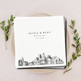 Servilleta De Papel Cocktail Napkin Boda de Boston