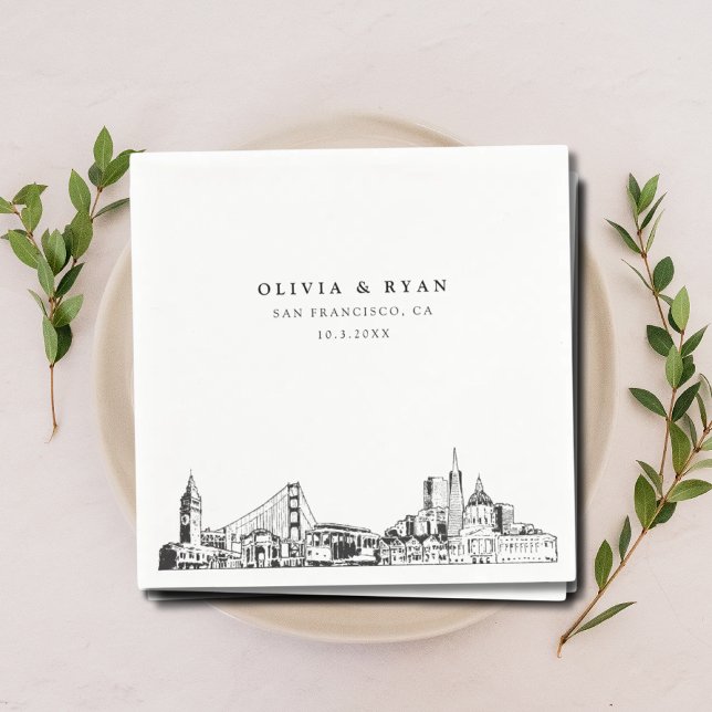 Servilleta De Papel Cocktail Napkin Boda de San Francisco (San Francisco wedding napkins )