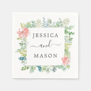 Servilleta De Papel Cocktail Napkin Boda de vegetación suave