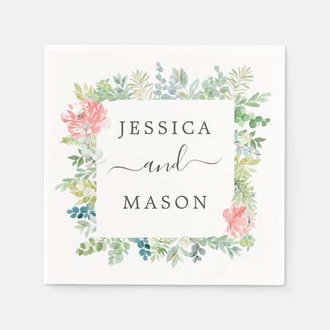 Servilleta De Papel Cocktail Napkin Boda de vegetación suave (Anverso)