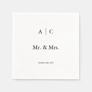 Servilleta De Papel Cocktail Napkin Boda personalizado clásico blanco