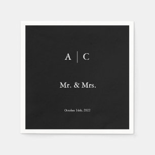 Servilleta De Papel Cocktail Napkin Boda personalizado clásico negro