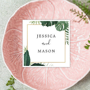 Servilleta De Papel Cocktail Napkin Boda Tropical Monstera