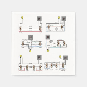 Servilleta De Papel Cocktail Napkin con diagramas de cableado de conmu