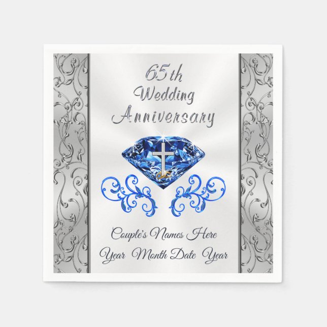 Servilleta De Papel Cocktail Napkin cristiano, 65° Aniversario del Bod (Anverso)