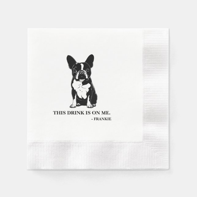 Servilleta De Papel Cocktail Napkin de Boston Terrier (Anverso)