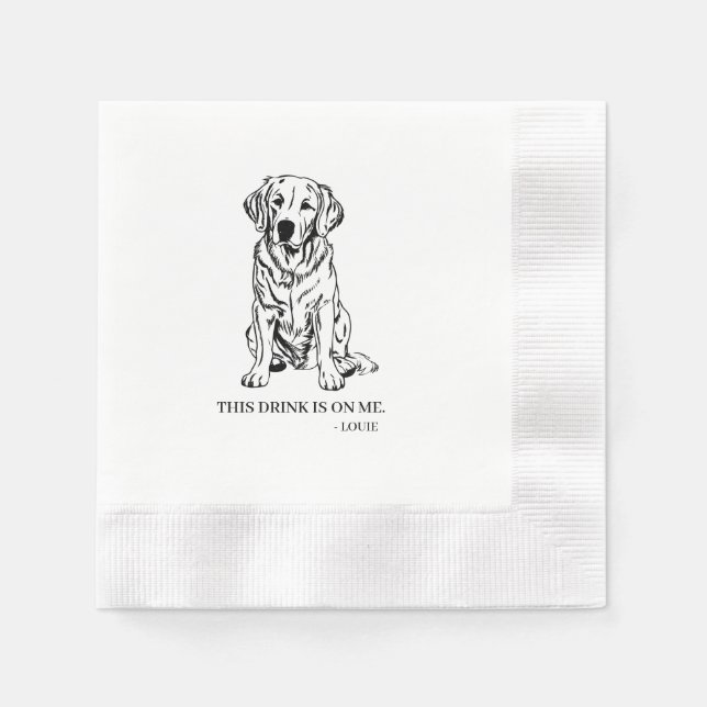 Servilleta De Papel Cocktail Napkin de Golden Retriever (Anverso)
