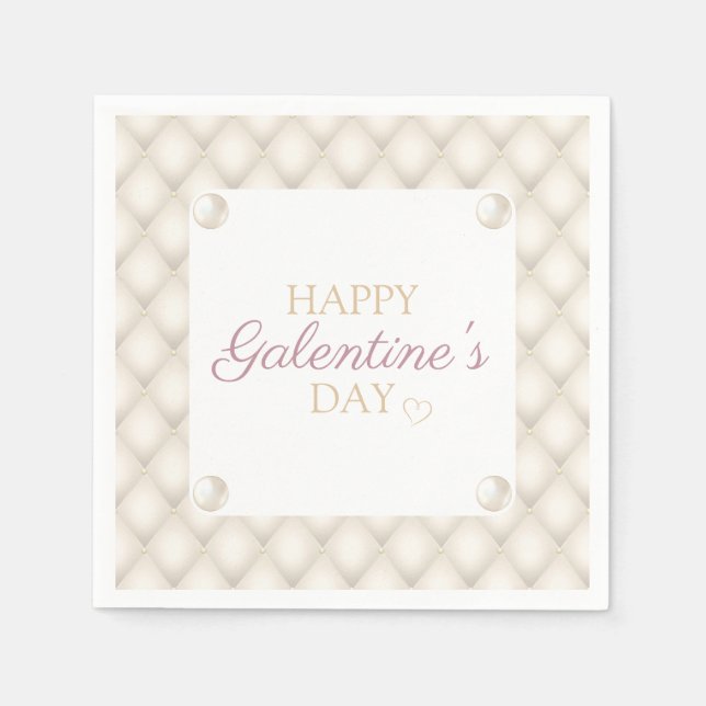 Servilleta De Papel Cocktail Napkin de Ivory and Gold Galentin (Anverso)