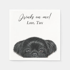Servilleta De Papel Cocktail Napkin de Shih Tzu Boda negro