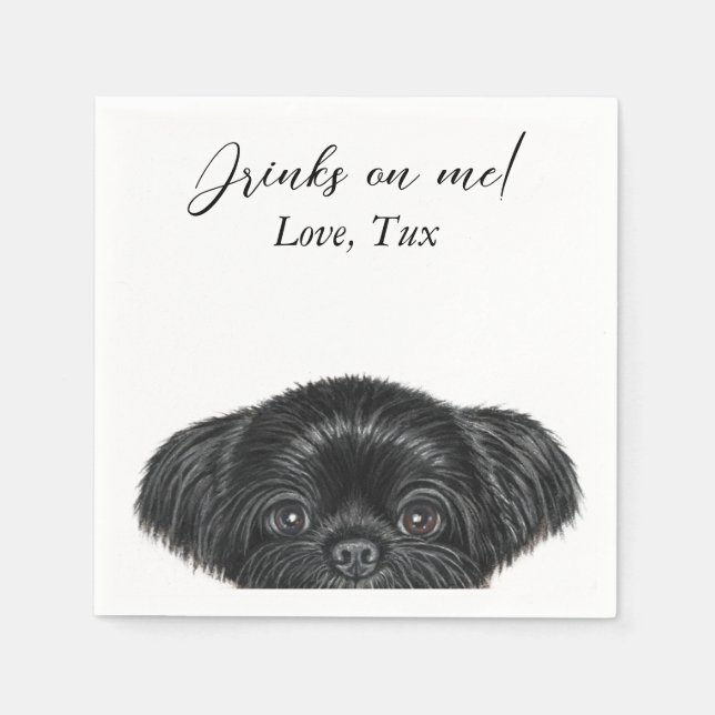 Servilleta De Papel Cocktail Napkin de Shih Tzu Boda negro (Anverso)