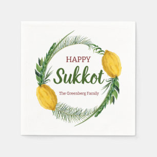 Servilleta De Papel Cocktail Napkin Feliz Sukkot Lulav Personalizado