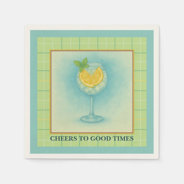 Servilleta De Papel Cocktail Napkin | Gin & Lemon Summer Entertaining (Anverso)