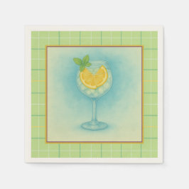 Servilleta De Papel Cocktail Napkin Gin & Tonic - Mint Plaid