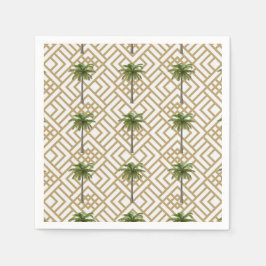 Servilleta De Papel Cocktail Napkin Gold con palmeras