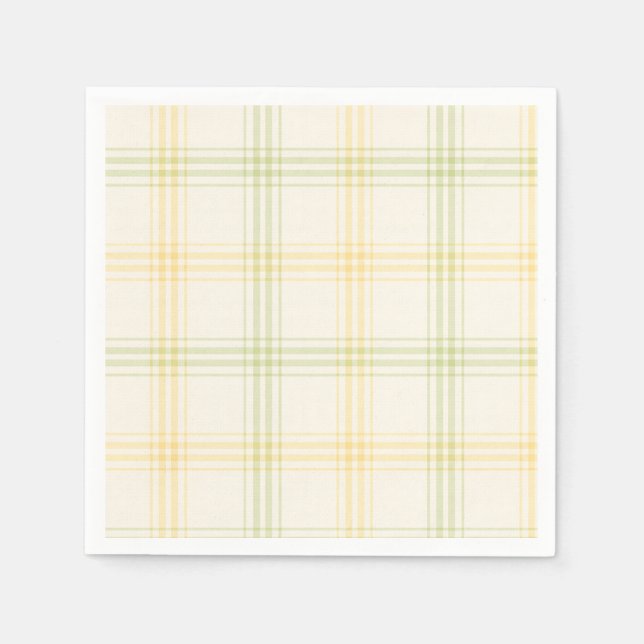 Servilleta De Papel Cocktail Napkin | Lime & Lemon Plaid | Gin & Tonic (Anverso)