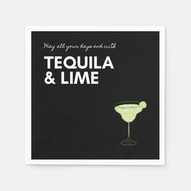 Servilleta De Papel Cocktail napkin margarita fiesta negro divertido (Anverso)