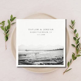 Servilleta De Papel Cocktail Napkin Personalizado de bodas en la playa