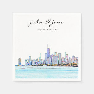 Servilleta De Papel Cocktail Napkin personalizado de Chicago Skyline
