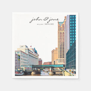 Servilleta De Papel Cocktail Napkin personalizado de Milwaukee Skyline