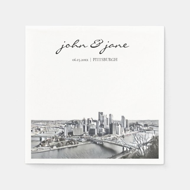 Servilleta De Papel Cocktail Napkin personalizado de Pittsburgh (Anverso)