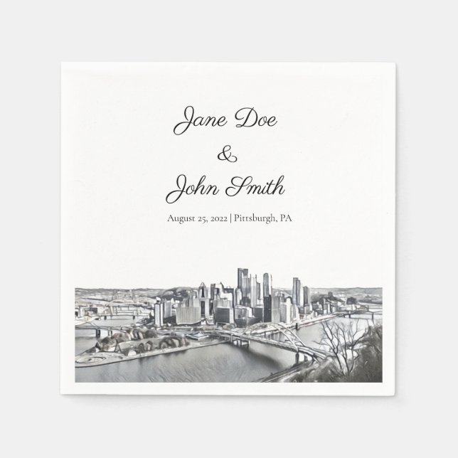 Servilleta De Papel Cocktail Napkin personalizado de Pittsburgh (Anverso)