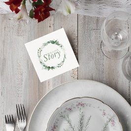 Servilleta De Papel Cocktail Napkin with Botanical Wreath Design